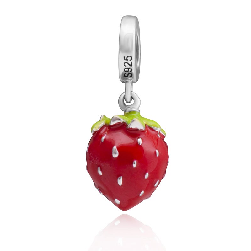 SOUKISS Red Strawberry Charms 925 Sterling Silver Fruit Charms Fits European Bracelet - Image 3